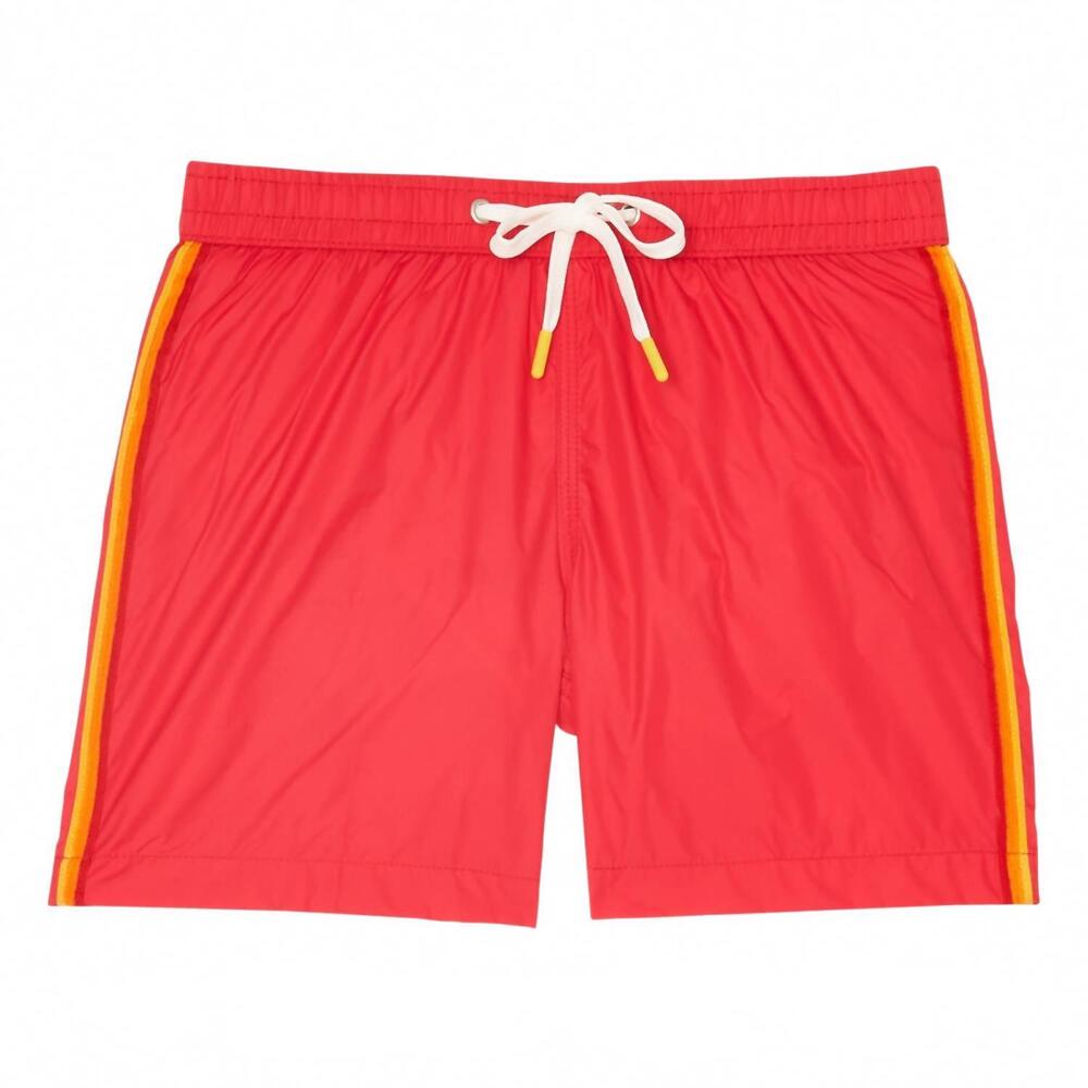 NEW HARTFORD men's mid length swim short in red stripe